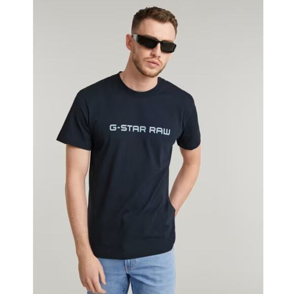 G-Star Raw Corporate Script Logo T Shirt Blue L - Picture 1 of 6
